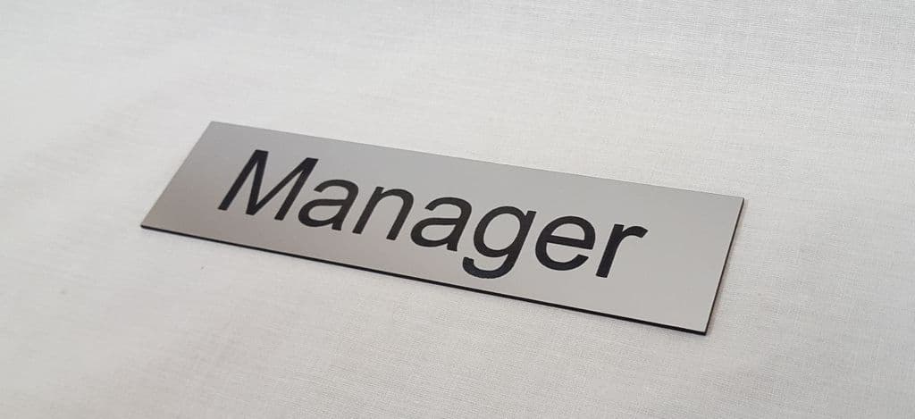 Brushed Steel Acrylic Manager Door Sign - Office Sign